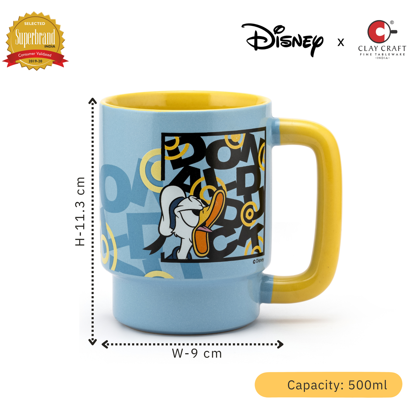 Disney Donald Duck Double-Sided Cartoon Print Pebble Coffee & Milk Mug – 1 Piece, 500ml