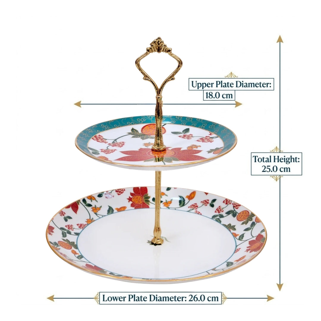 India Circus Blushed Orchard Two Tier Cake Stand, 1 piece