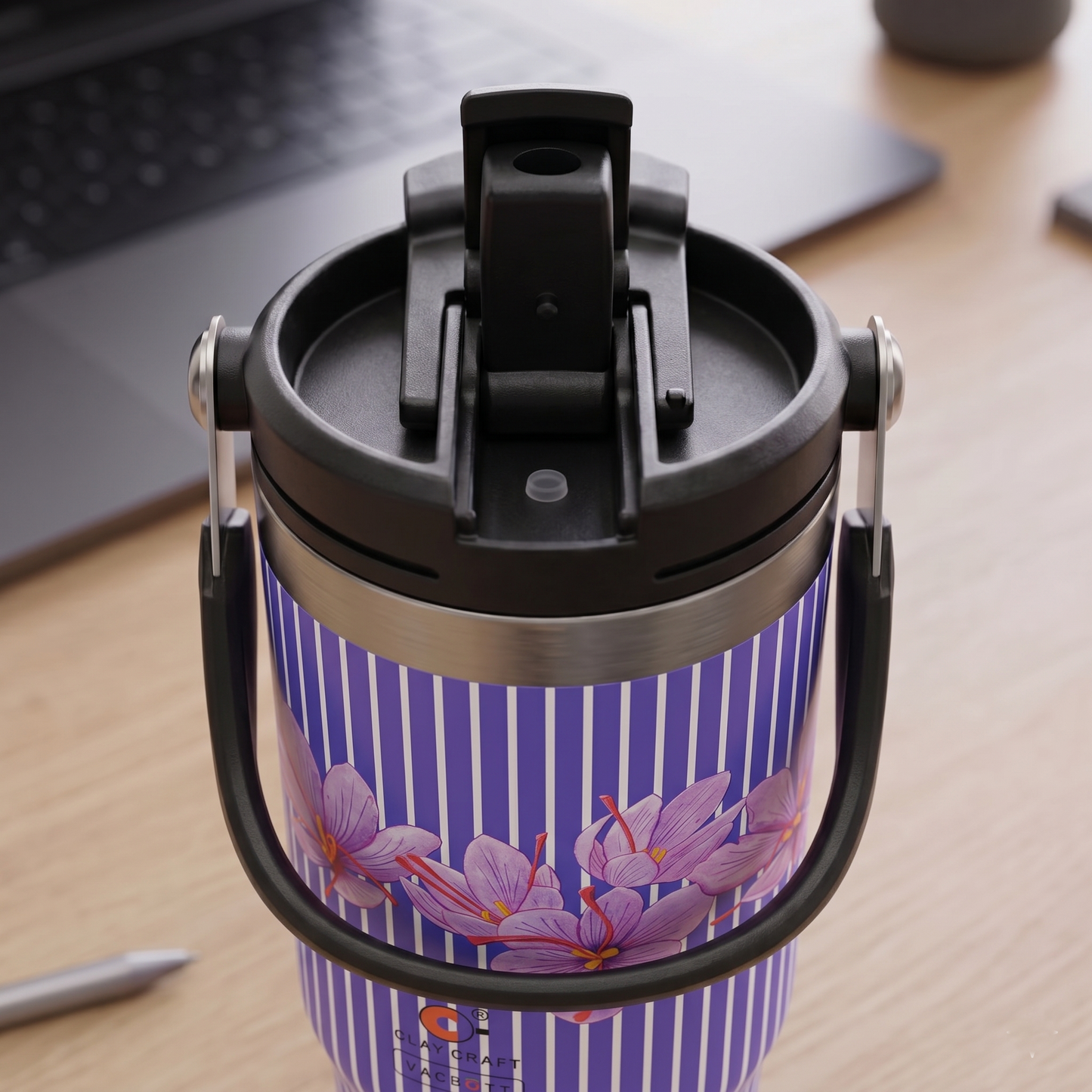 Vacbott Vacuum EverSip® Vintage Tumbler with Top Lid Handle 900 ml for Adults with Dual Flip Opening Sip-Swig Leakproof Lid for Office & Gym
