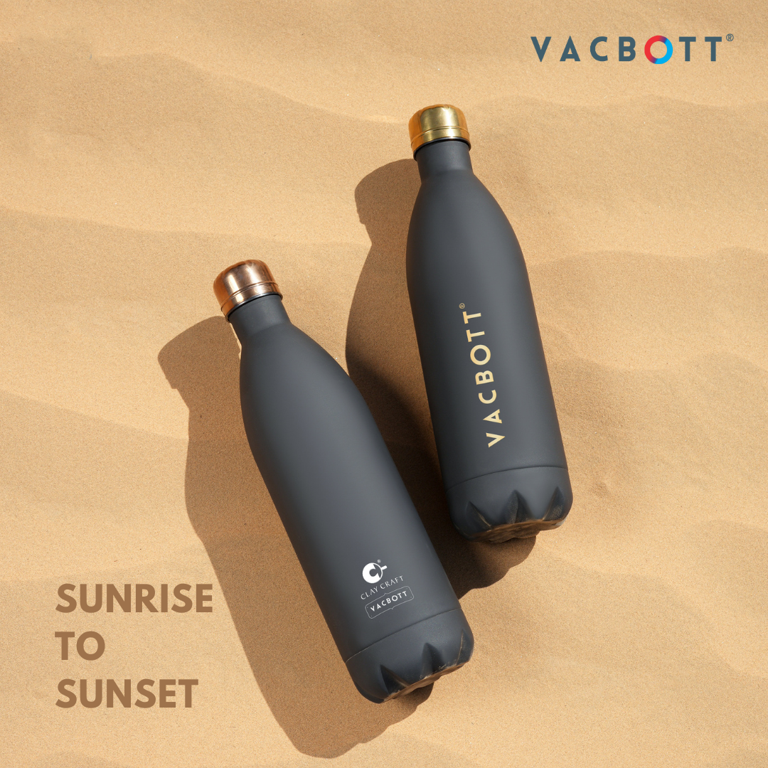 Vacbott Stark Vacuum Insulated Double Walled Water Bottle 18 Hrs Hot & 24 Hrs Cold Stainless Steel Flask, BIS Certified, 500ml