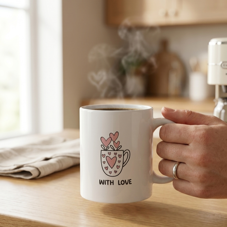 Swing Pebble Ceramic Coffee & Milk Mug with Printed Quotes, 350ml, (PB382)