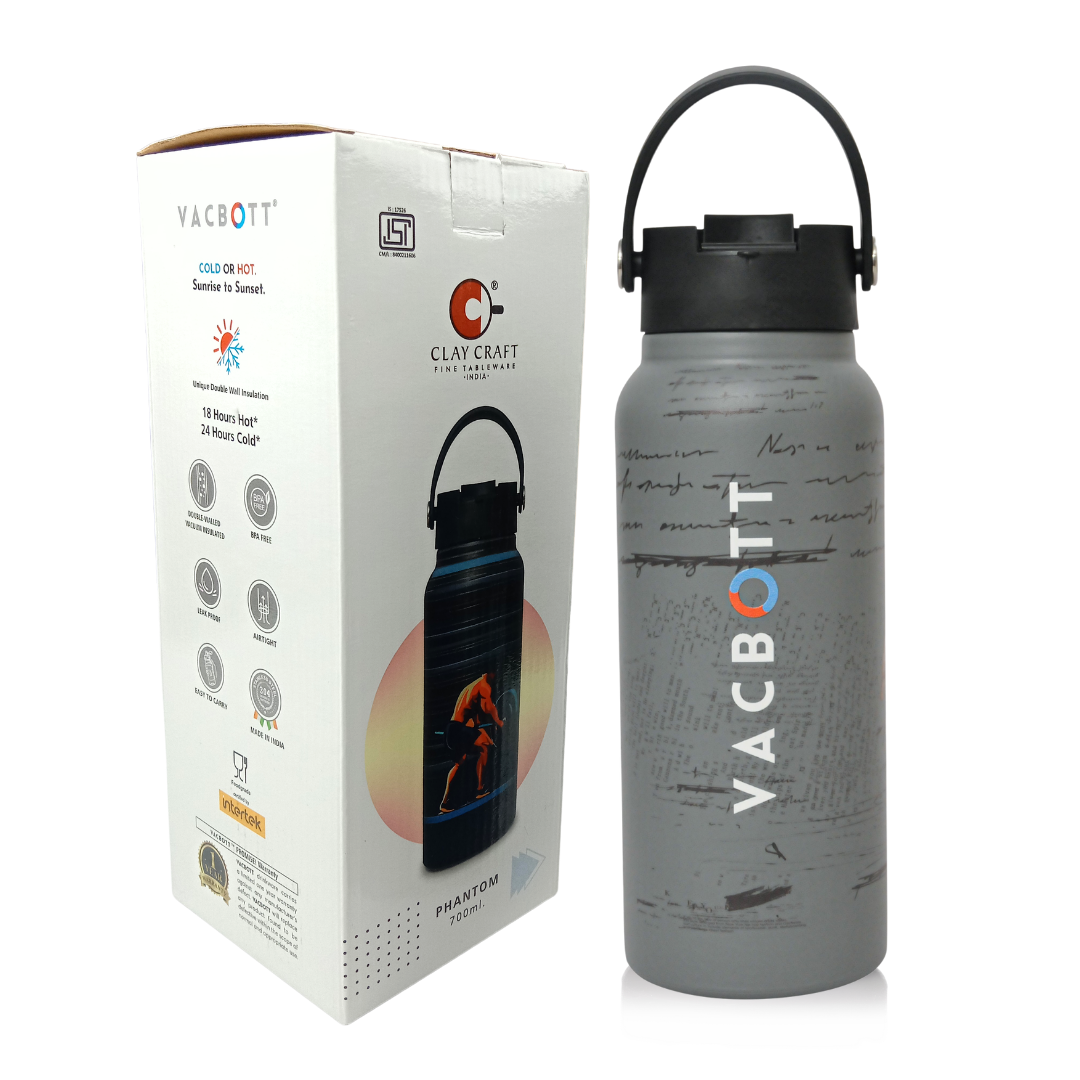 Vacbott Vacuum Bottle, Vivid Phantom Printed Double Walled 18 Hours Hot & 24 Hours Cold  Water Bottle Vacuum Insulated Hot & Cold Flask Water Bottle, 700ml
