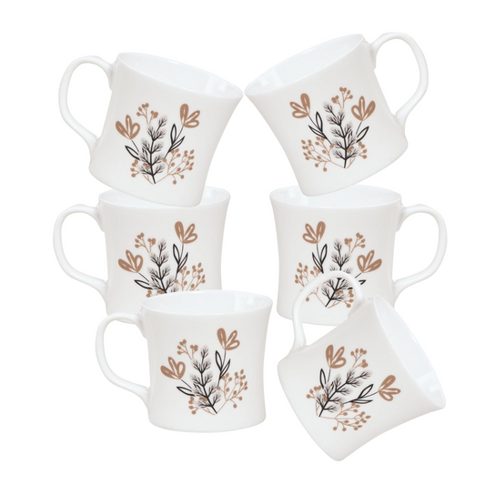 Liza Microwave Coffee & Tea Mugs, 140ml, Set of 6 (MW21)