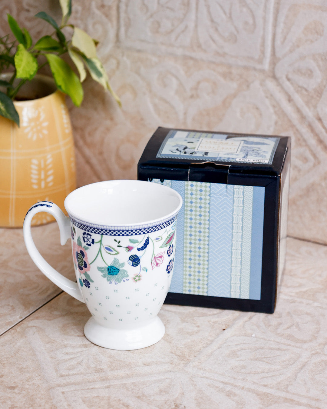 Magique x Clay Craft – Indigo Chintz Alley Milk/ Coffee Mug, 1 Piece, 300 ml