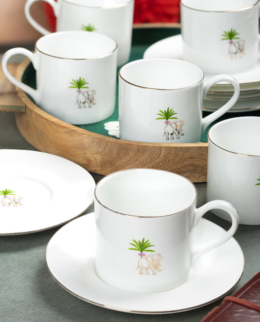 JCPL Luke Pristine Cup & Saucer, Set of 12 (6 Cups + 6 Saucers), (P408)