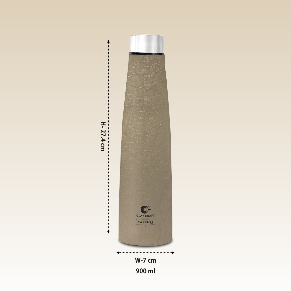 Vacbott Chariott SS Lid Single Walled Non Insulated Water Bottle, 900ml