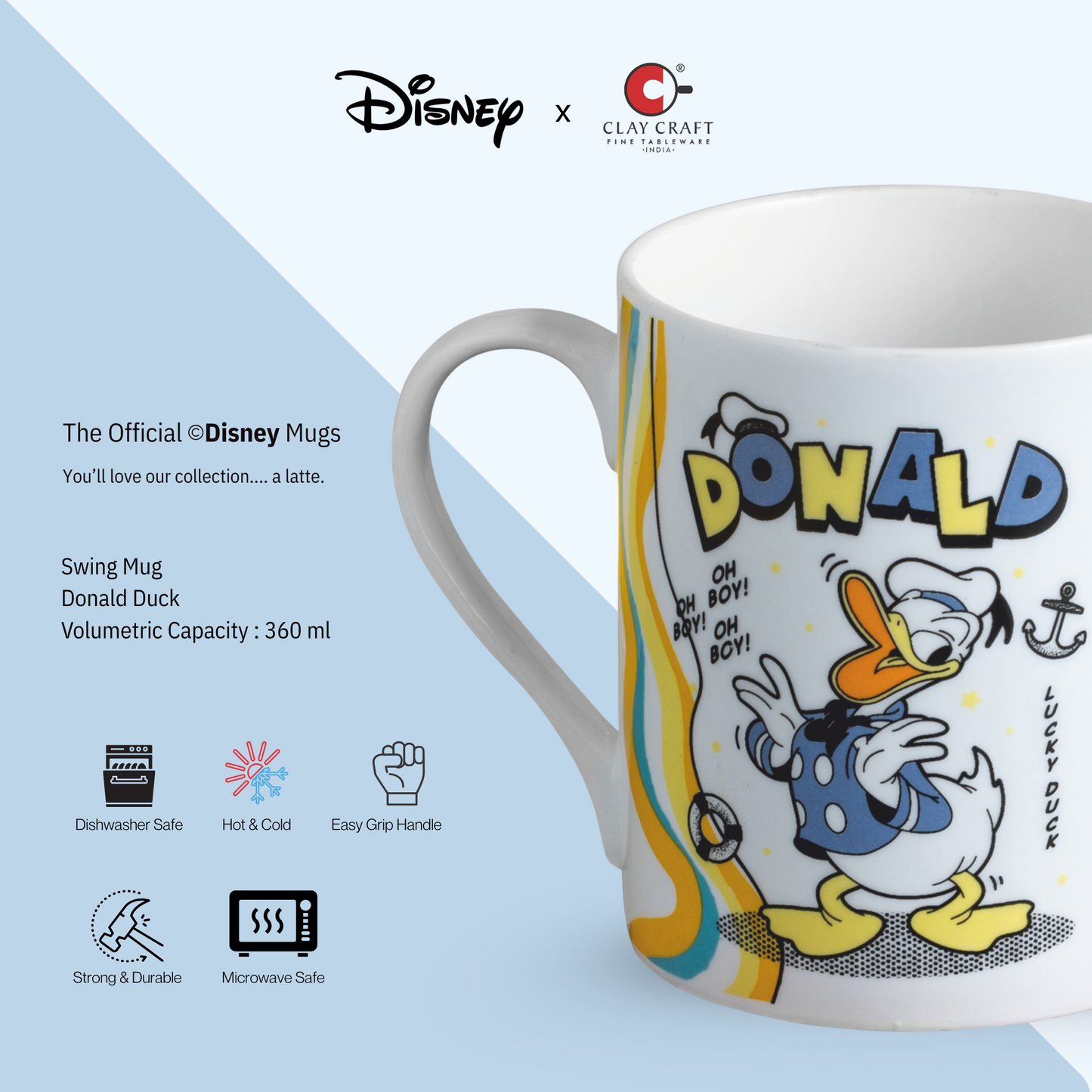 Disney Donald Duck Cartoon Print  Coffee & Milk Mug 1 Piece (360ml)