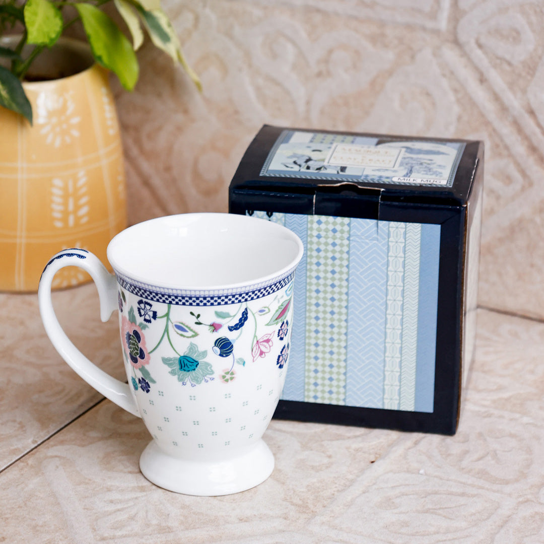 Magique x Clay Craft – Indigo Chintz Alley Milk/ Coffee Mug, 1 Piece, 300ml-(T04)