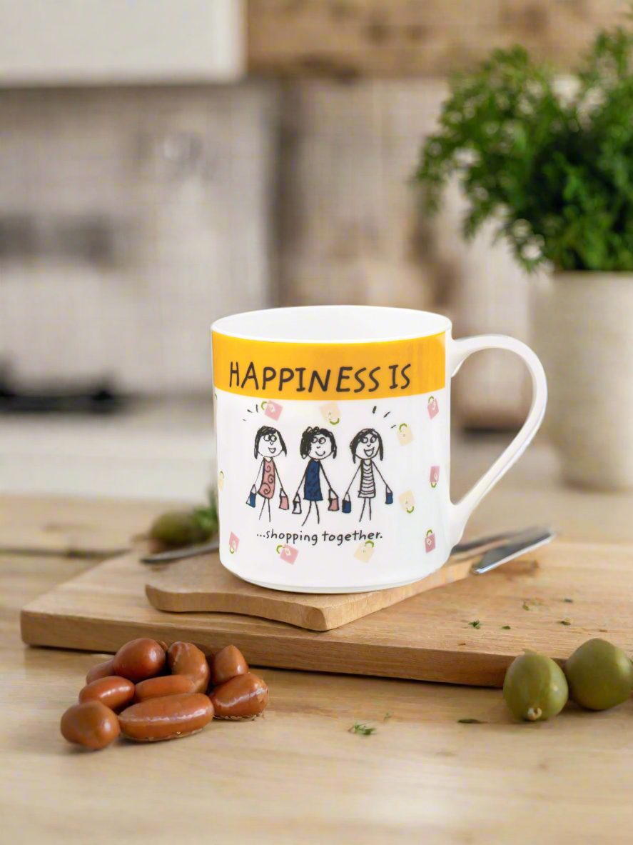 Happiness Shopping Together Ceramic Coffee/ Milk Mug 300ml 1 Piece