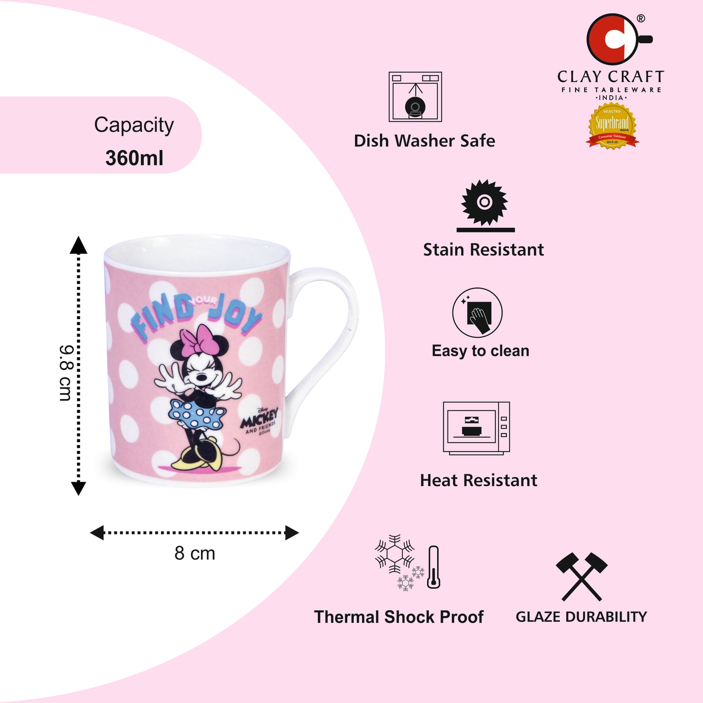 Disney Minnie Mouse Cartoon Print  Coffee & Milk Mug 1 Piece (360ml)