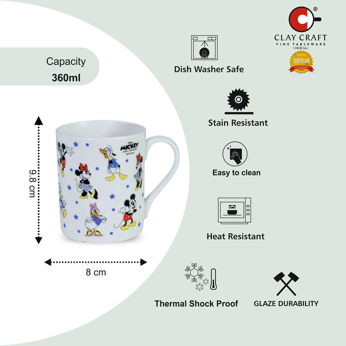 Disney Mickey, Minnie & Friends Cartoon Print  Coffee & Milk Mug 1 Piece (360ml)