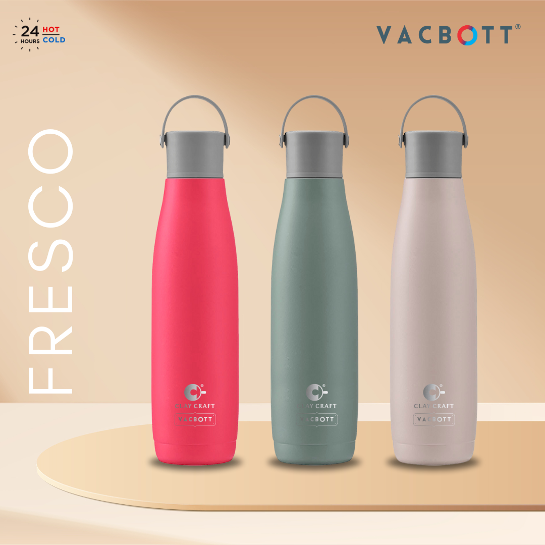 Vacbott Vaccum Bottle, Fresco Double Walled 24 Hours Hot and Cold Water Bottle, 800ml