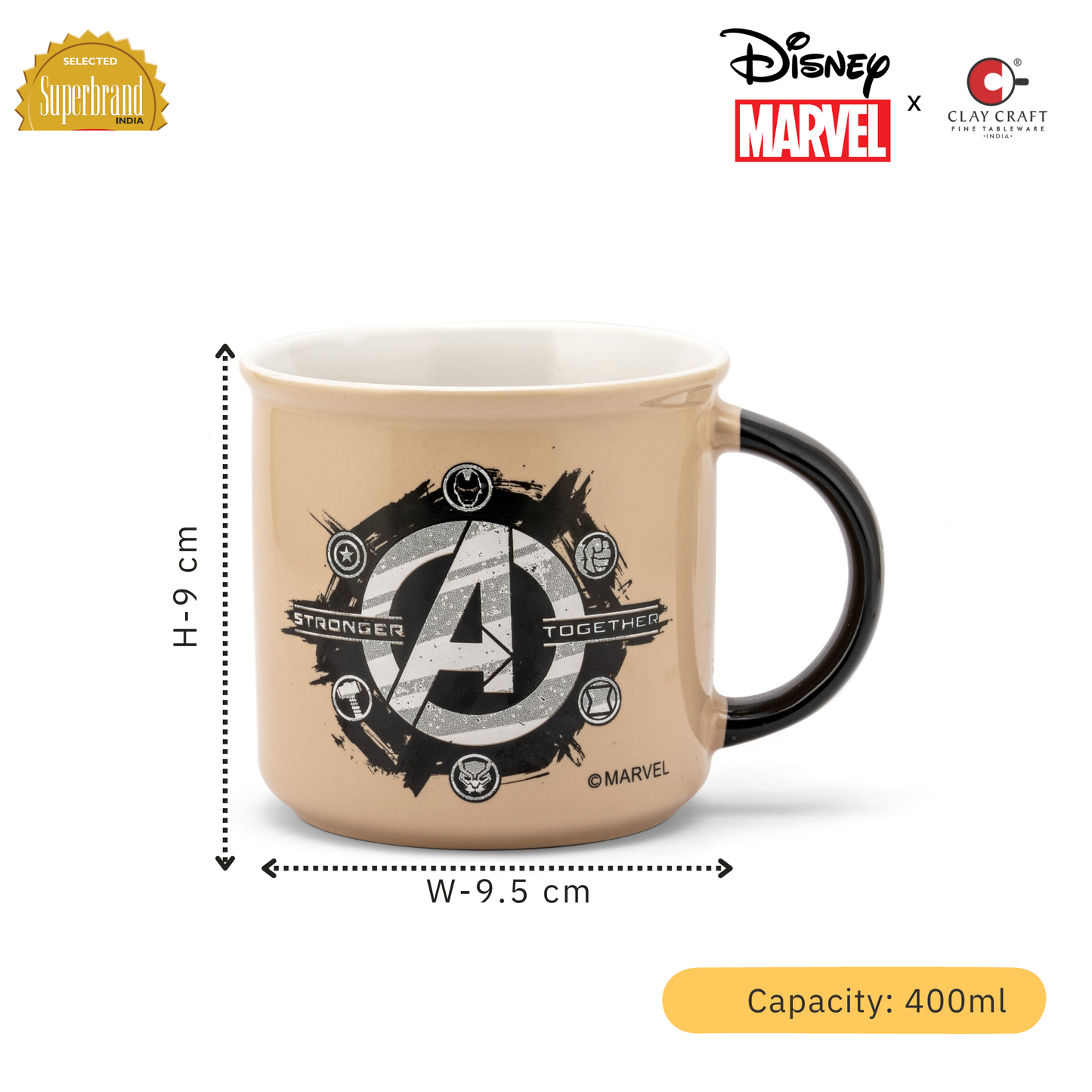 Disney Marvel Avengers Assemble Pebble Coffee & Milk Mug – 1 Piece, 400ml