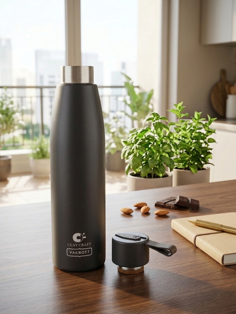 Vacbott Vacuum Bottle, Alpha 18 Hours Hot & 24 Hours Cold  Water Bottle Vacuum Insulated Hot & Cold Flask, Black Velvet. BIS Certified