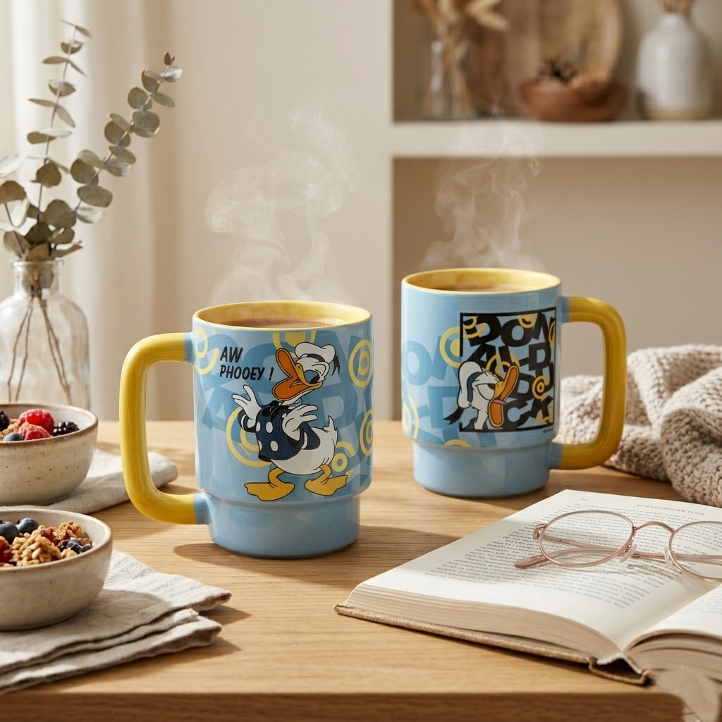 Disney Donald Duck Double-Sided Cartoon Print Pebble Coffee & Milk Mug – 1 Piece, 500ml