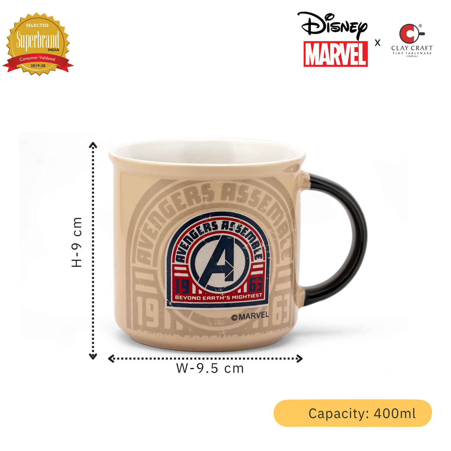 Disney Marvel Avengers Assemble Pebble Coffee & Milk Mug, 1 Piece, 400ml