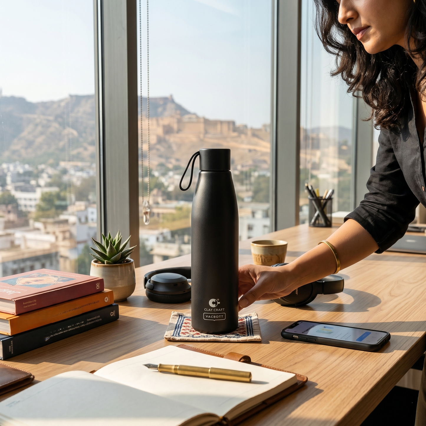 Vacbott Vacuum Bottle, Alpha 18 Hours Hot & 24 Hours Cold  Water Bottle Vacuum Insulated Hot & Cold Flask, Black Velvet. BIS Certified