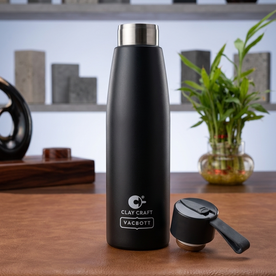 Vacbott Vacuum Bottle, Alpha 18 Hours Hot & 24 Hours Cold  Water Bottle Vacuum Insulated Hot & Cold Flask, Black Velvet. BIS Certified