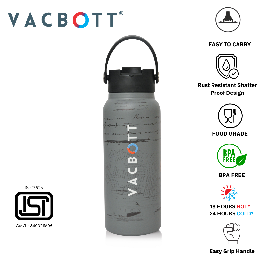 Vacbott Vacuum Bottle, Vivid Phantom Printed Double Walled 18 Hours Hot & 24 Hours Cold  Water Bottle Vacuum Insulated Hot & Cold Flask Water Bottle, 700ml