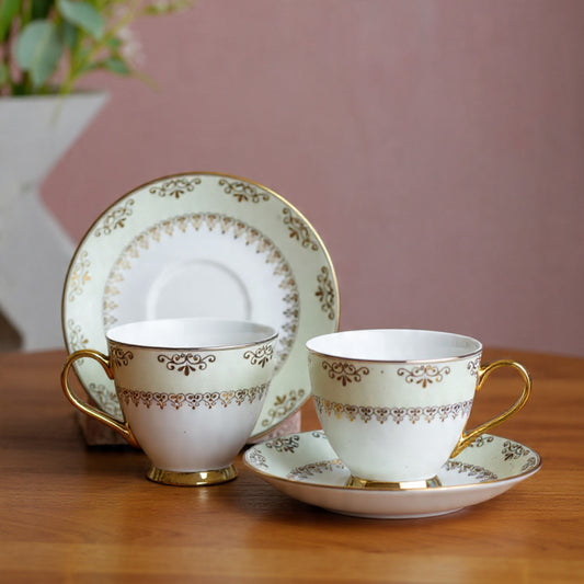 Clay Craft King Ebony Cup & Saucer, Set of 12 (6 Cups + 6 Saucers), 180 ml, (E607)