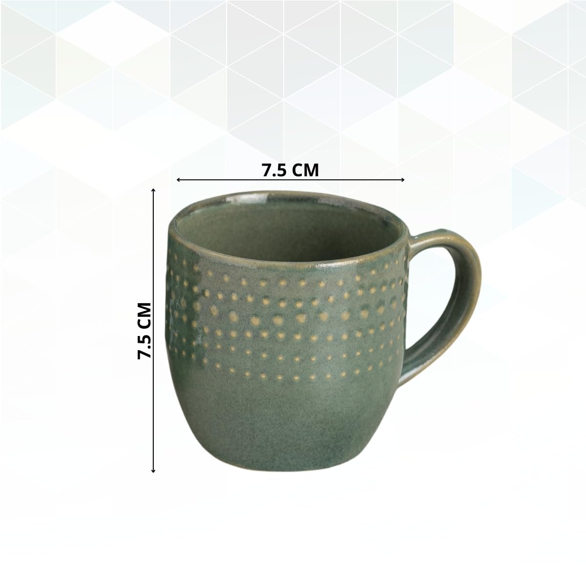 Clay Craft Apex Reactive Green Pebble Coffee & Tea Mugs Set of 6, 200 ml