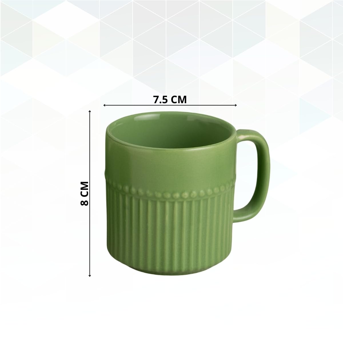 Crimson Matte Pebble Green Cup & Saucer, Set of 12 (6 Cups + 6 Saucers), 210 ml