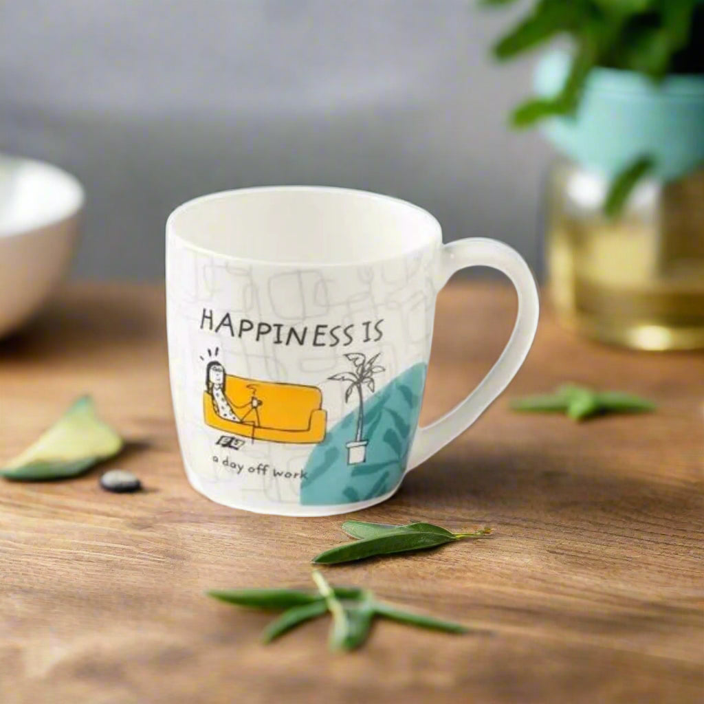 Happiness Is... Alton Medium Coffee Mug Tea Cups 210ml, Set of 4 (Delight)