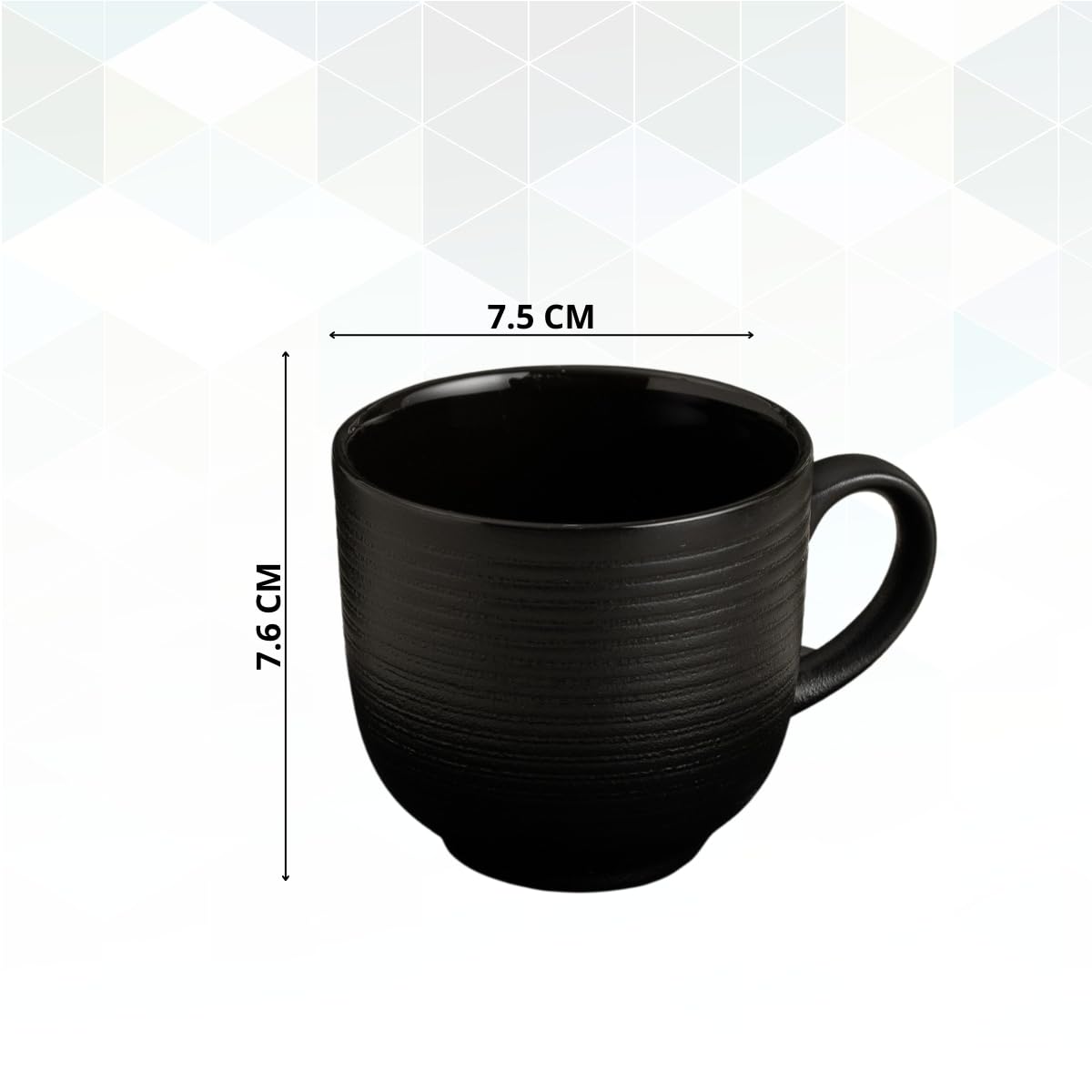 Horizon Pebble Black Coffee & Tea Mugs Set of 6, 210 ml