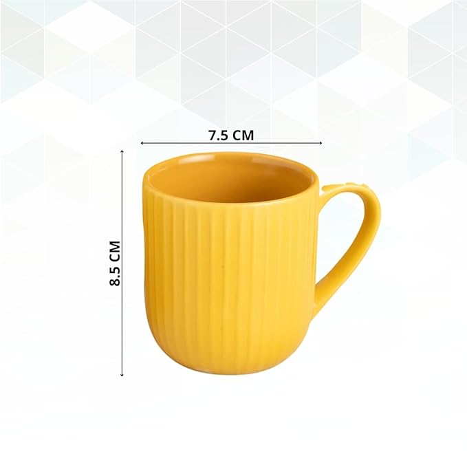 Linea Pebble Mustard Coffee & Tea Mugs Set of 6, 250 ml