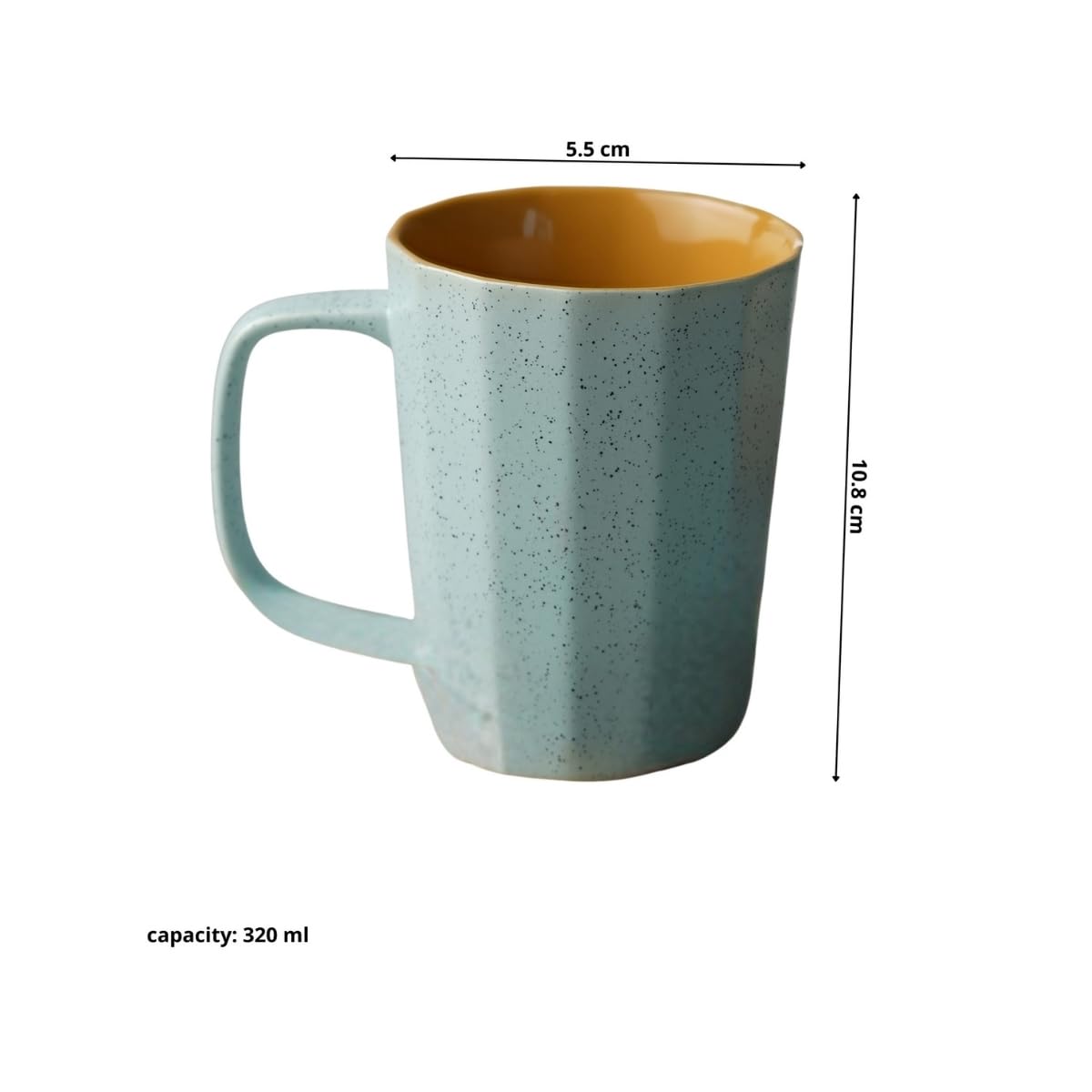 Armada Pebble Elegant Dual Tone Matte Blue & Yellow Coffee/ Milk Mug, 1 Piece, 320 ml