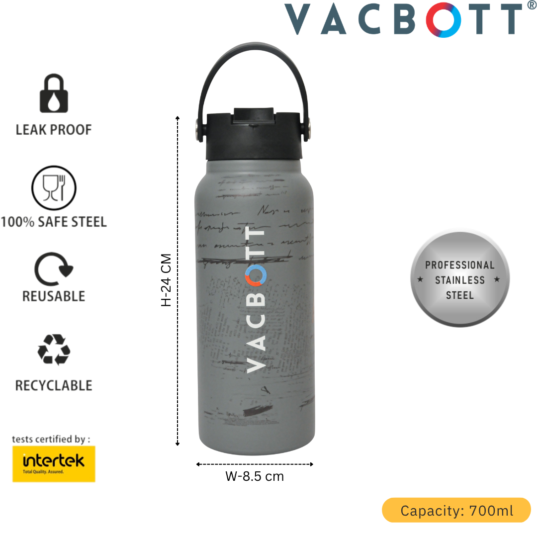 Vacbott Vacuum Bottle, Vivid Phantom Printed Double Walled 18 Hours Hot & 24 Hours Cold  Water Bottle Vacuum Insulated Hot & Cold Flask Water Bottle, 700ml