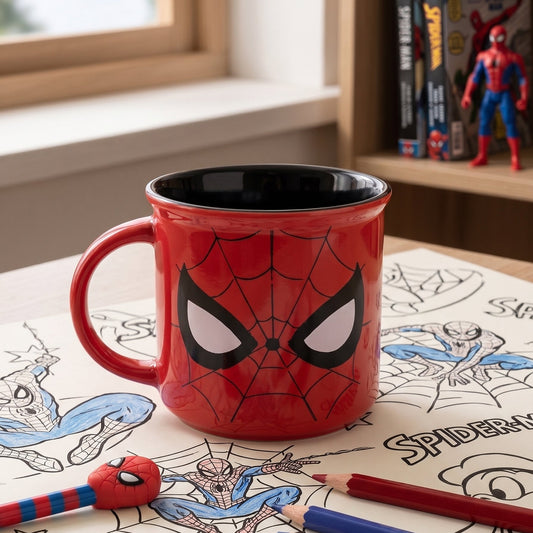Marvel Spider-Man Pebble Ceramic Coffee & Milk Mug, Red & Black, 400ml