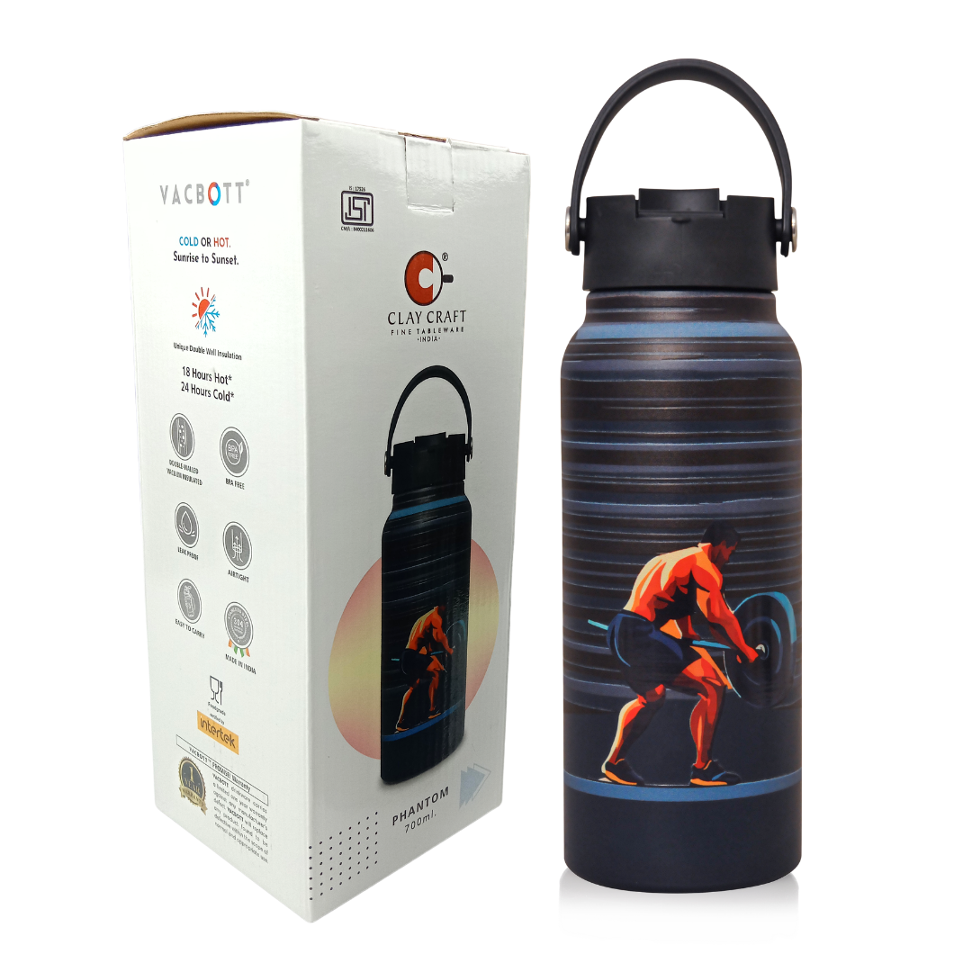 Vacbott Vacuum Bottle, Vivid Phantom Printed Double Walled 18 Hours Hot & 24 Hours Cold  Water Bottle Vacuum Insulated Hot & Cold Flask Water Bottle, 700ml