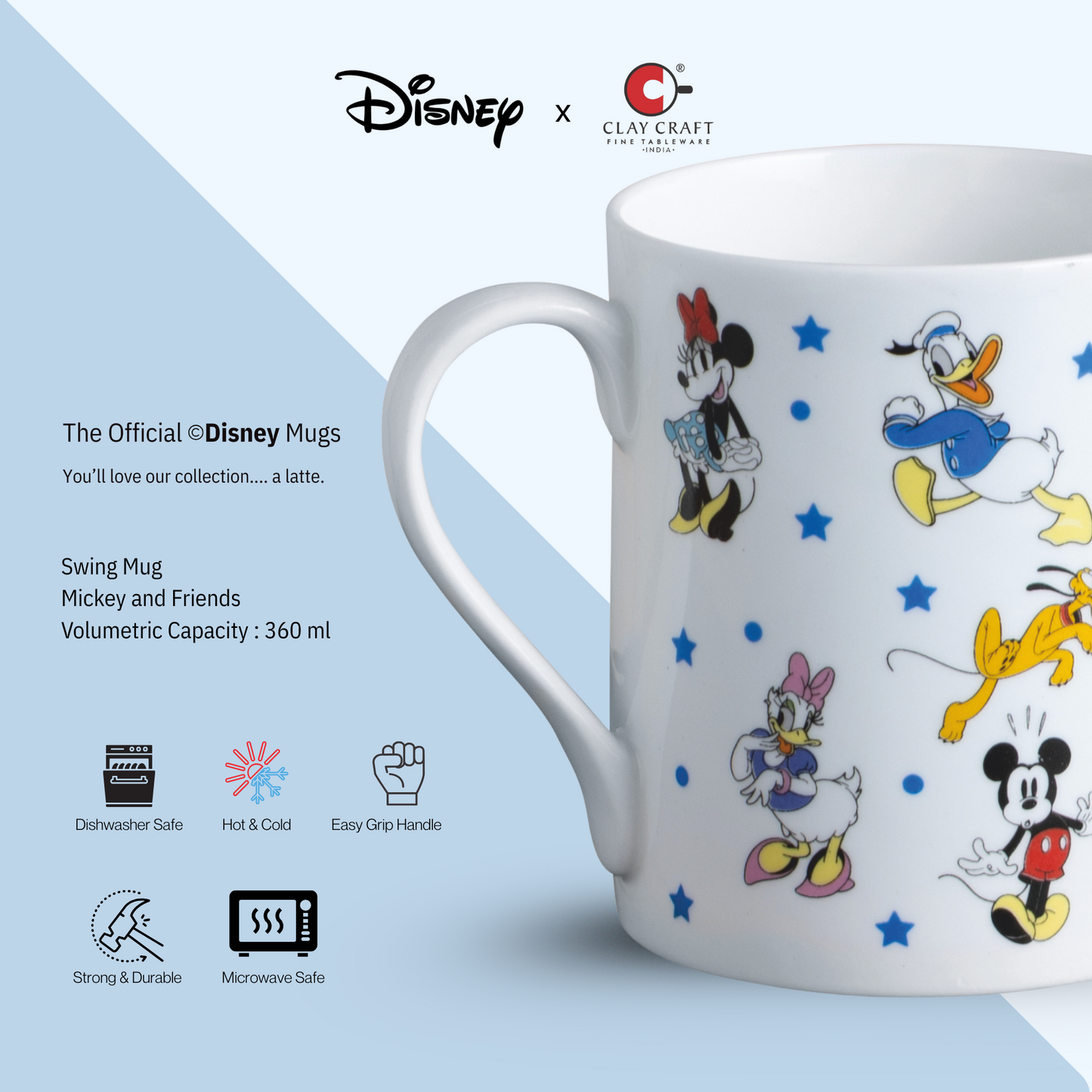 Disney Mickey, Minnie & Friends Cartoon Print  Coffee & Milk Mug 1 Piece (360ml)