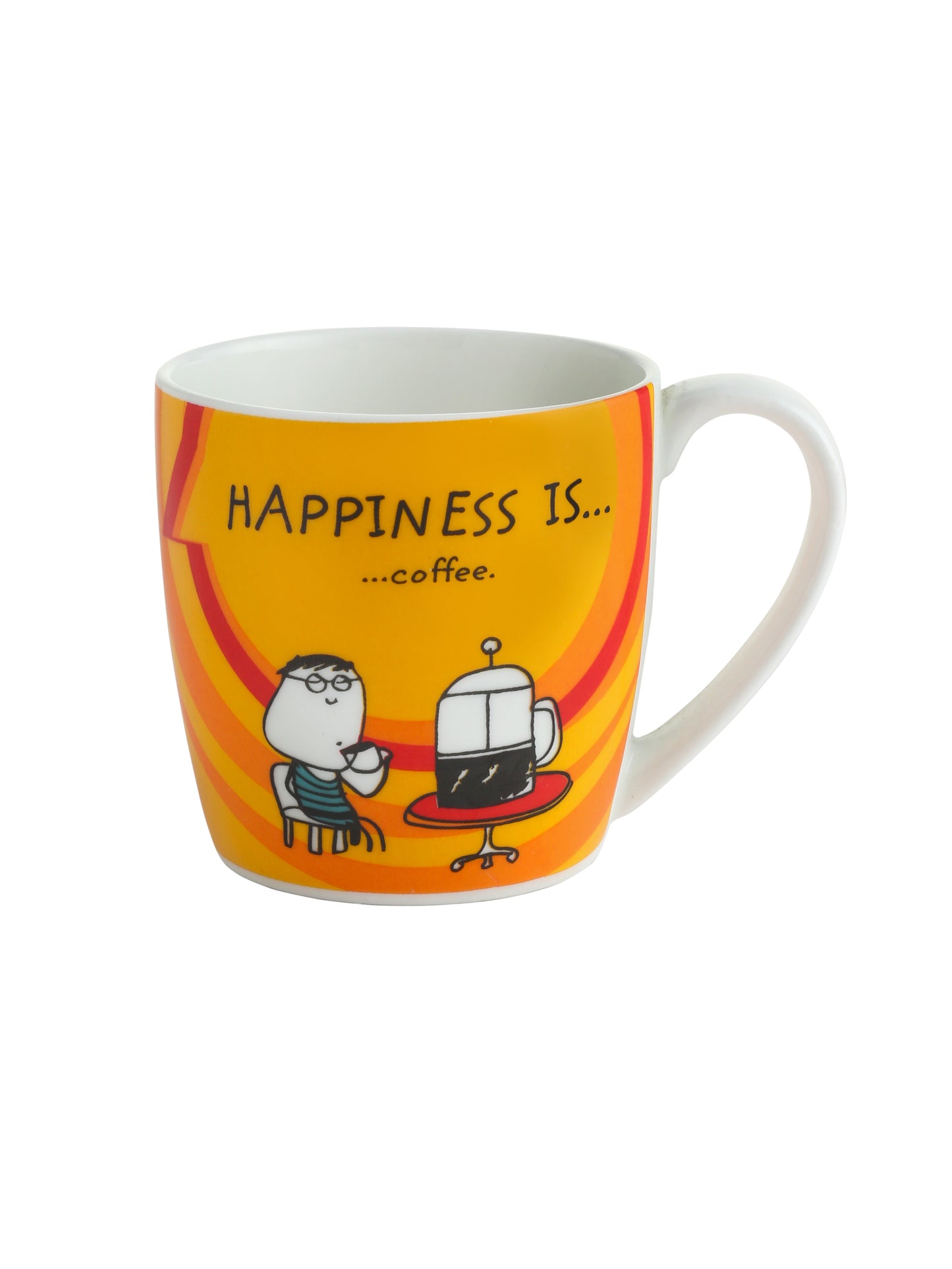 Happiness Is... Alton Medium Coffee Mug Tea Cups 210ml, Set of 4