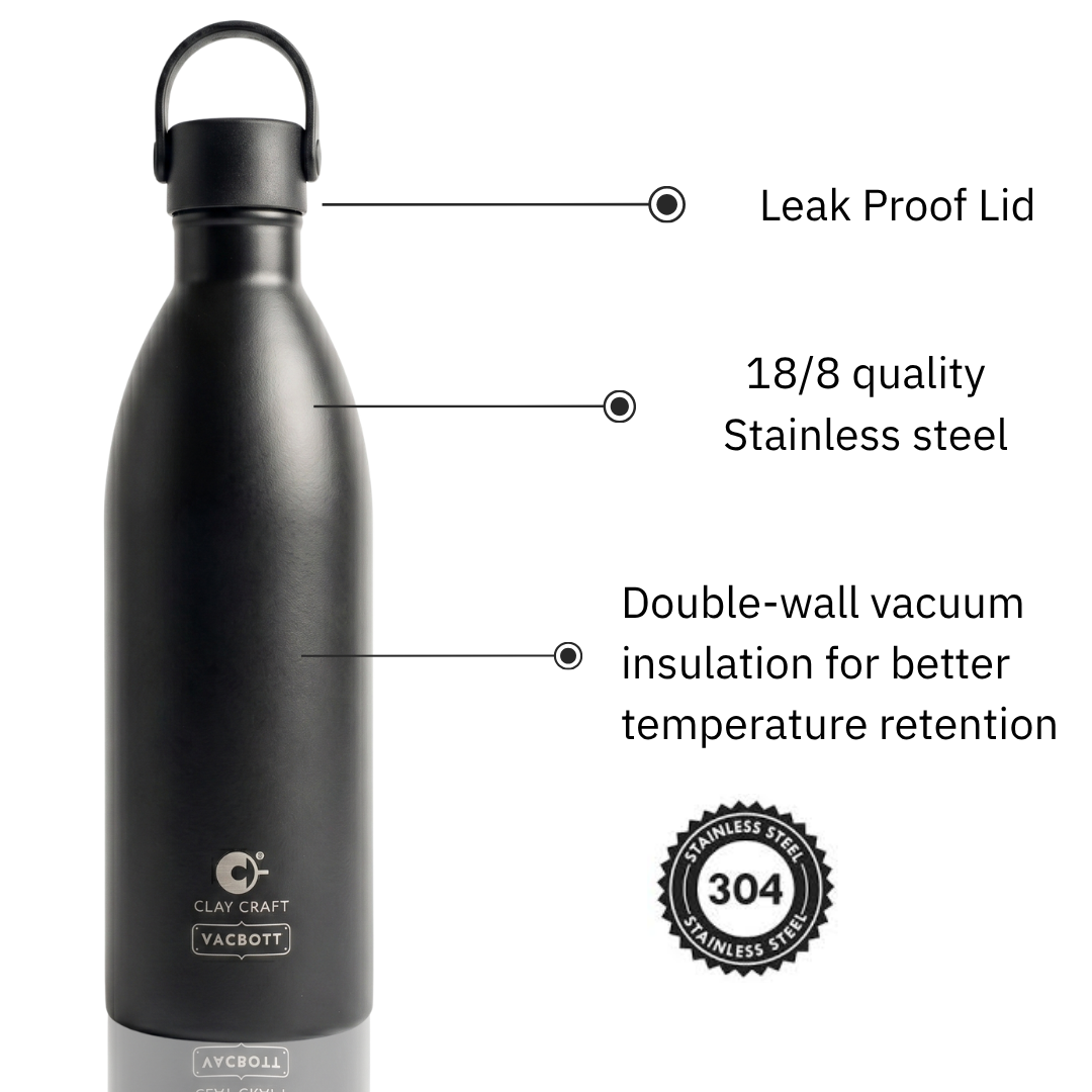 Vacbott Meko Neon Vacuum Insulated Double Walled Water Bottle 18 Hrs Hot & 24 Hrs Cold Stainless Steel Flask, BIS Certified, 680ml