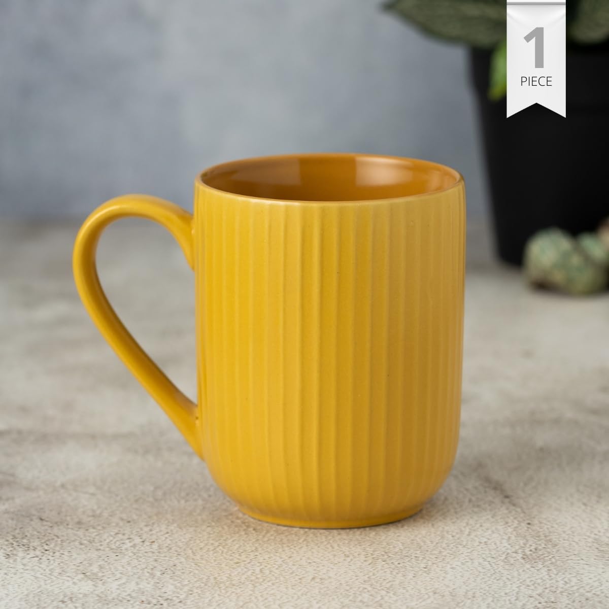 Linea Pebble Mustard Coffee/ Milk Mug, 1 Piece, 360 ml