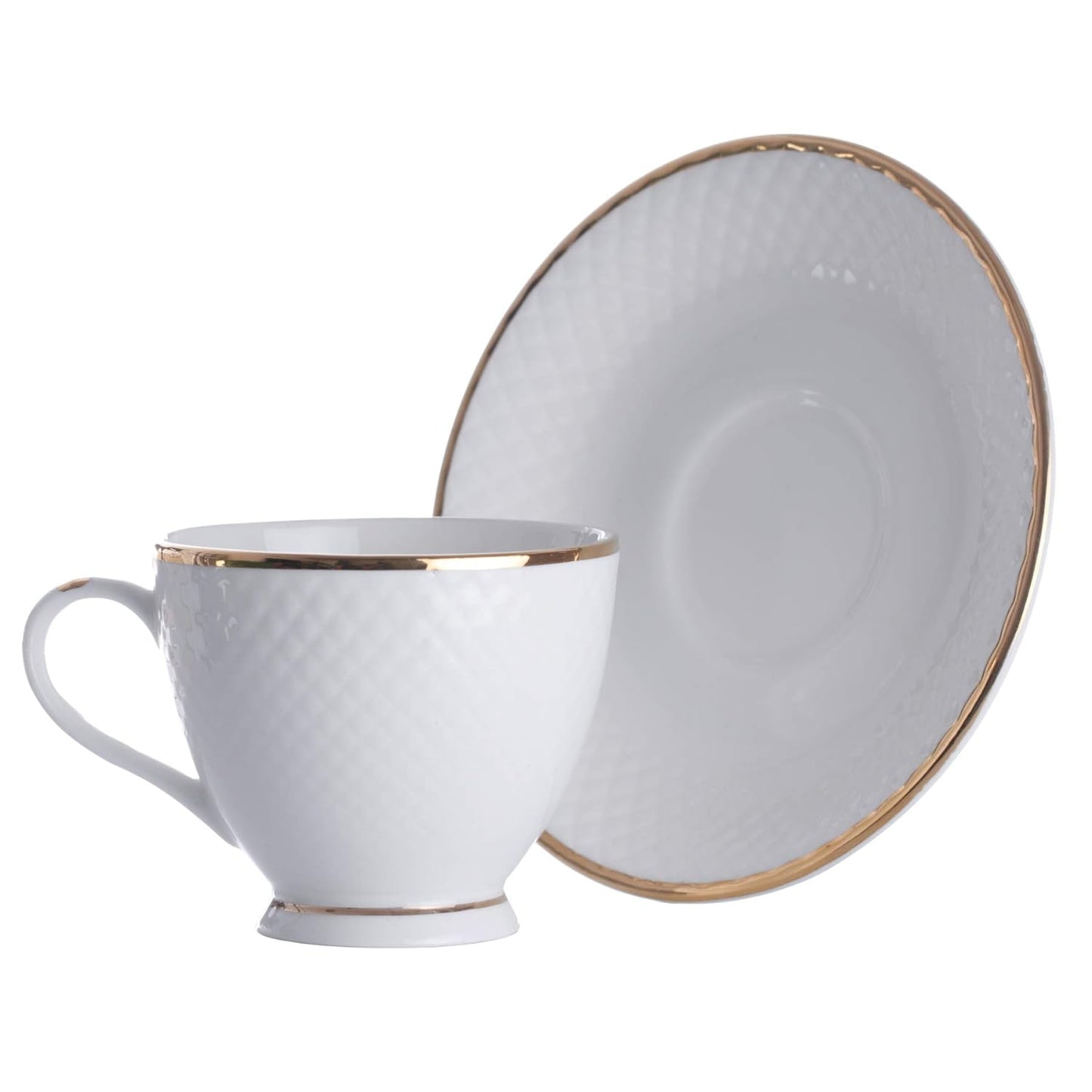 Diamond Cup & Saucer, 210ml, Set of 12 (6 Cups + 6 Saucers)