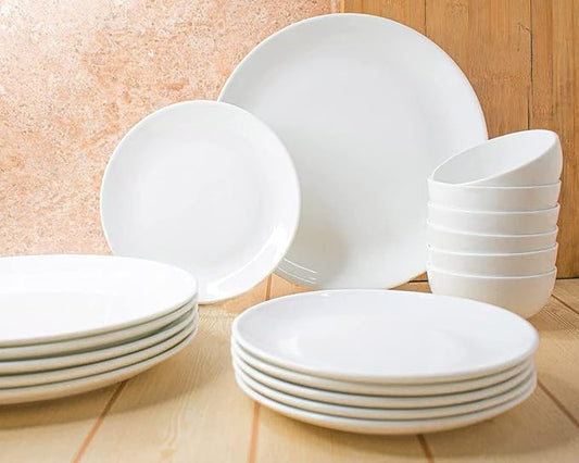 Clay Craft Ceramic Dinner Set Urmi White 18 Pieces (Dinner Set 18 Pieces)