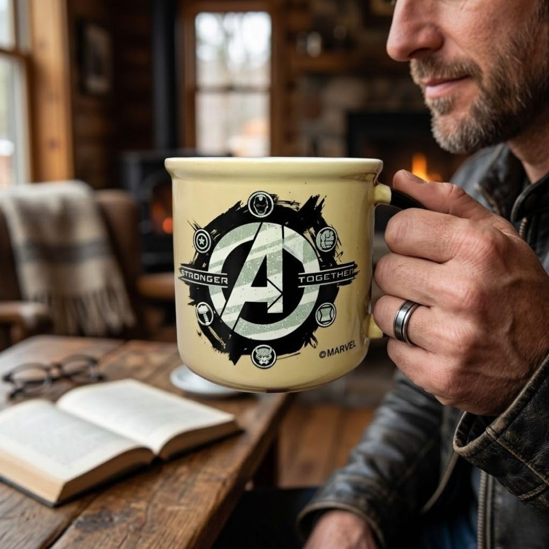 Disney Marvel Avengers "Assemble" Dual-Sided Ceramic Pebble Coffee & Milk Mug – 1 Piece