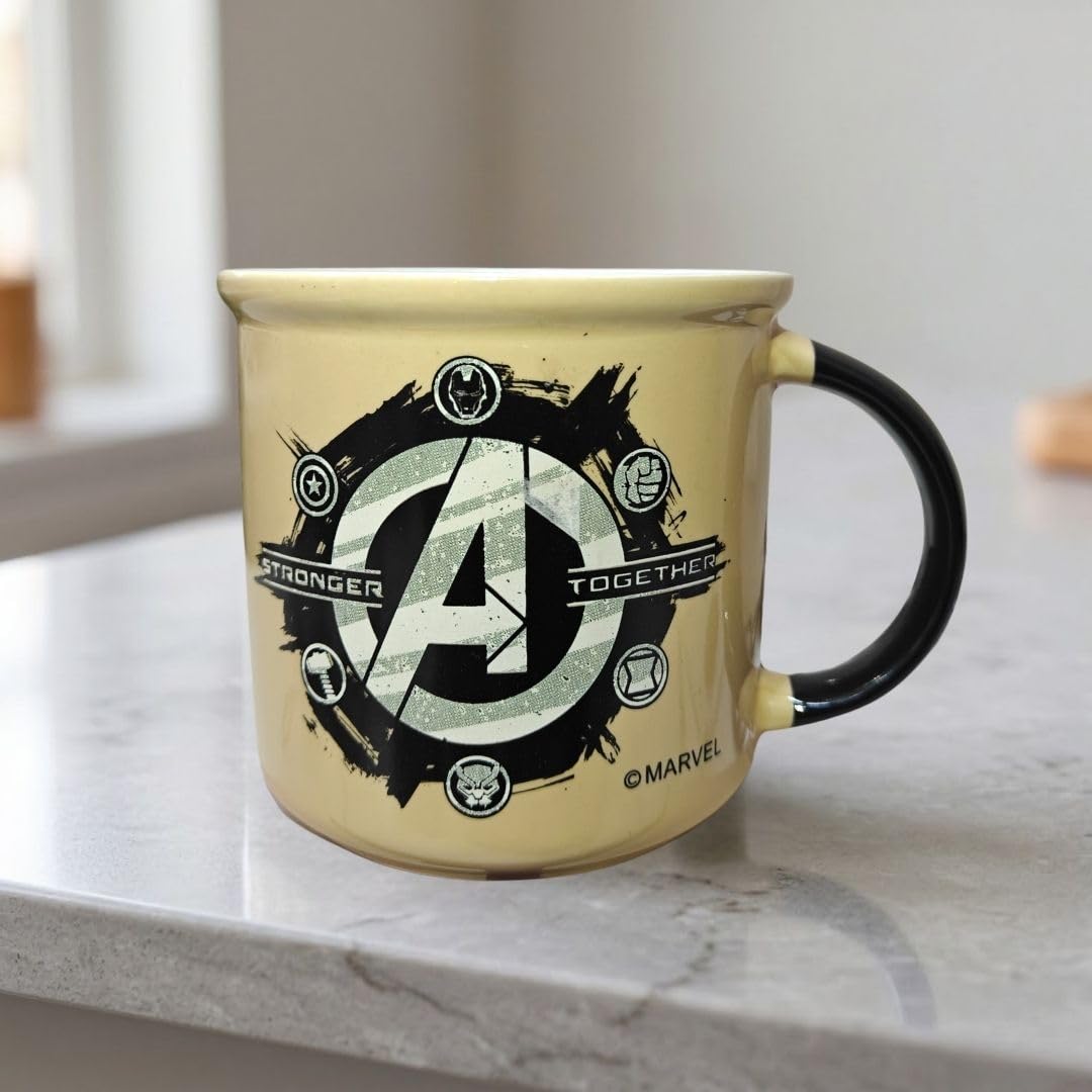 Disney Marvel Avengers "Assemble" Dual-Sided Ceramic Pebble Coffee & Milk Mug – 1 Piece