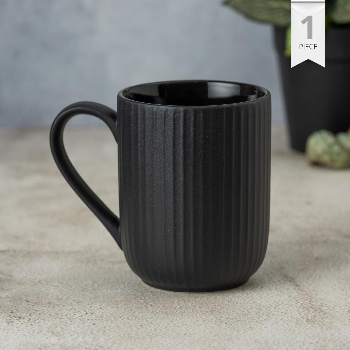 Linea Pebble Black Coffee/ Milk Mug, 1 Piece, 360 ml