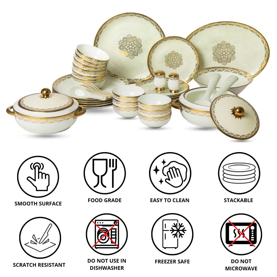 Clay Craft Urmi Ebony Ceramic Dinner Set, 40-Piece (DLX-702)