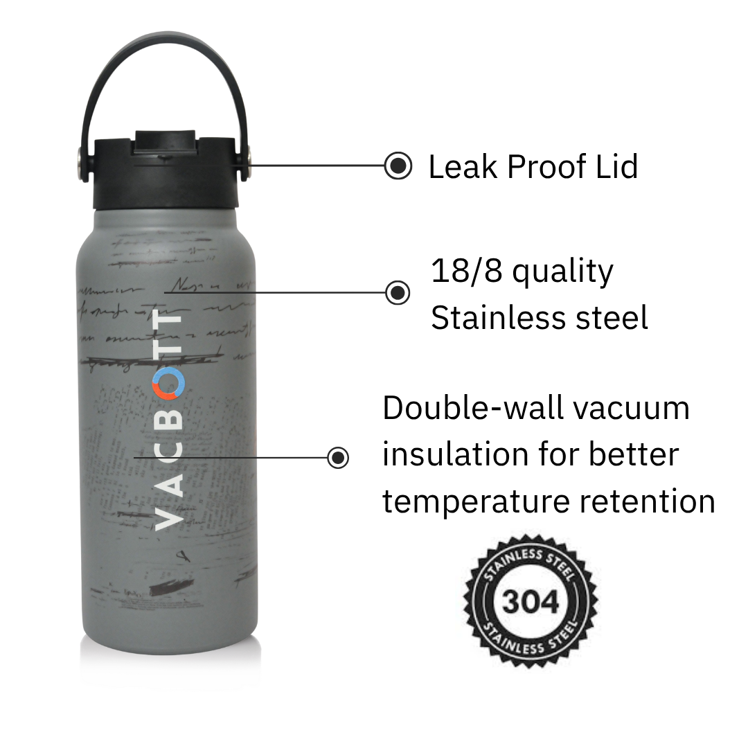Vacbott Vacuum Bottle, Vivid Phantom Printed Double Walled 18 Hours Hot & 24 Hours Cold  Water Bottle Vacuum Insulated Hot & Cold Flask Water Bottle, 700ml