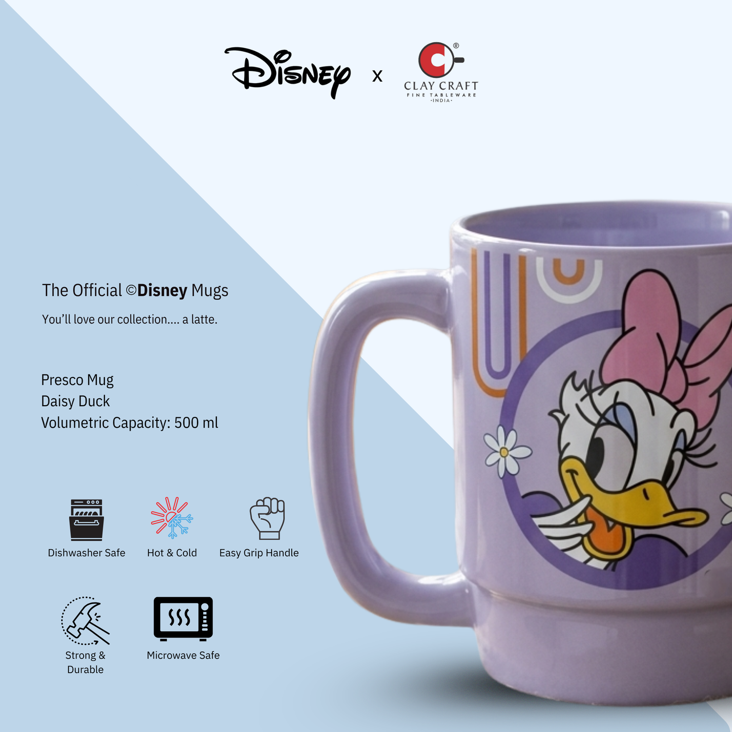 Disney Donald Duck Double-Sided Cartoon Print Pebble Coffee & Milk Mug – 1 Piece, 500ml