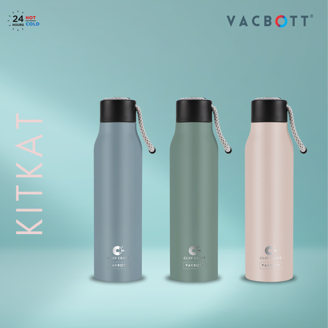 Vacbott Vaccum Bottle, Kitkat Double Walled 24 Hours Hot and Cold Water Bottle, 700ml