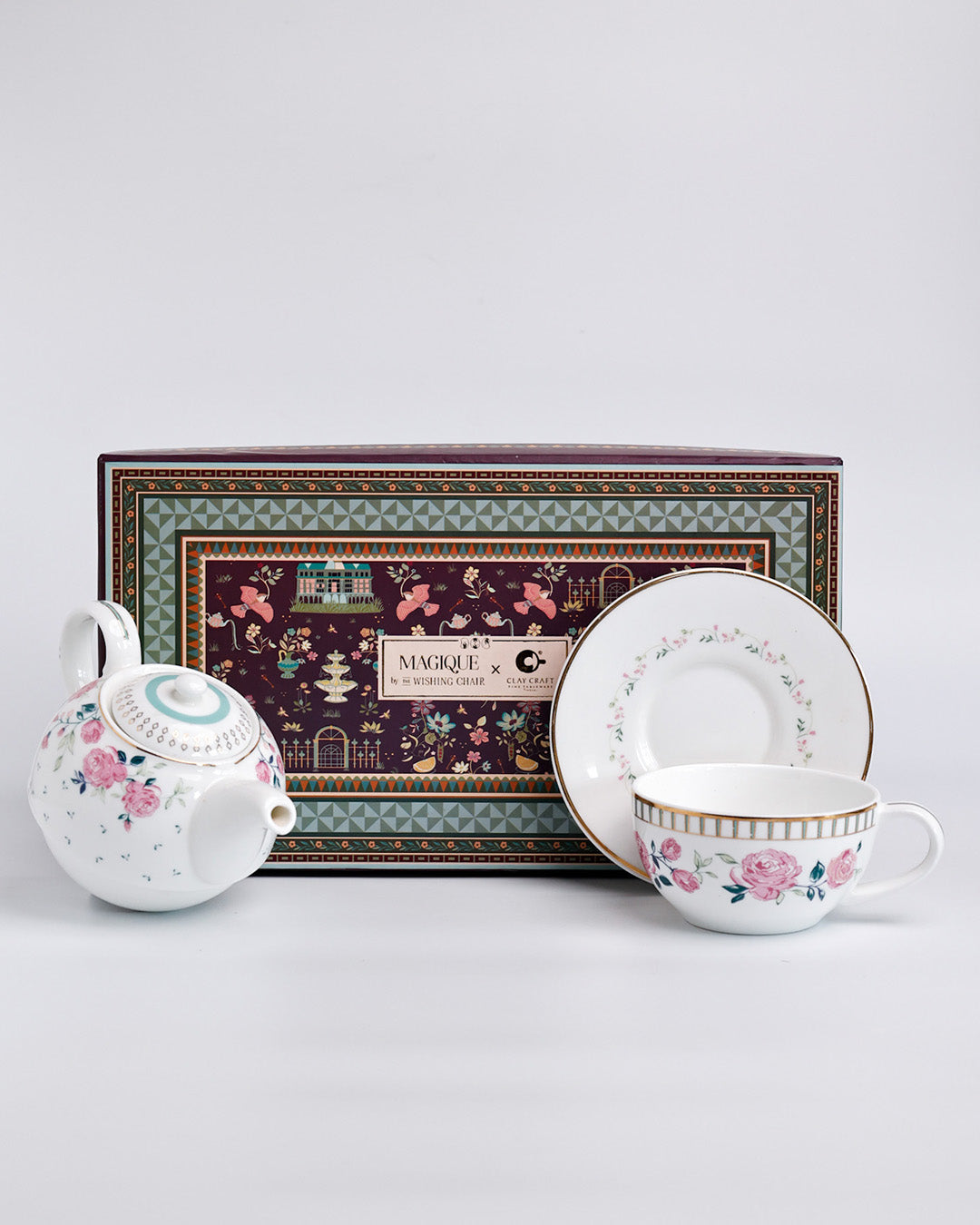 Magique by The Wishing Chair x Clay Craft  Portrait of a Rose – Tea for One Set