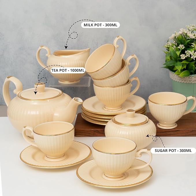 Clay Craft Julie Impression Luxurious 1401 IVORY Tea Set of 15