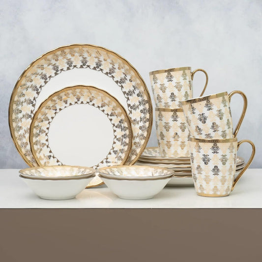 Karina Ebony Dinner Set of 16 (E625), For Family of 4