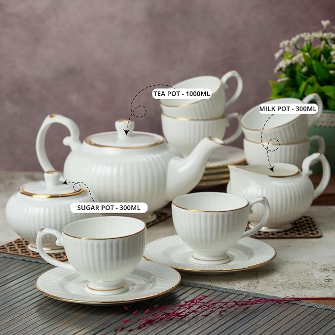 Clay Craft Julie Impression Timeless 1401 White Tea Set of 15